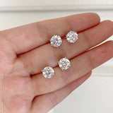 Classic Moissanite Diamonds 925 Sterling Silver Fine Jewellery Stud Earrings