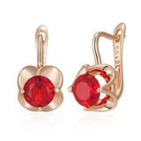 14 Karat Rolled Gold Shiny Red AAA Zircon Crsytals Daily Fine Vintage Earrings for Women