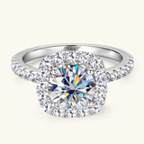 Super 8mm 2ct Moissanite Certified 925 Sterling Silver Engagement Halo Rings For Women - Wedding Party Jewelry Gift