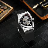 Luxury High-end Triangle Steel Skeleton Automatic Sports Waterproof Silicone Strap Luminous Mechanical Mens Watches