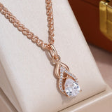 Luxury Drop Shape 14K Filled Rose Gold AAA White Zircon Diamonds Elegant Geometric Necklace - Fine  Jewellery