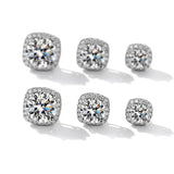 Amazing 0.5/1/2CT D Colour Moissanite - S925 Silver Classic Square Wrap Ear Stud Earrings For Women Fine Jewellery - The Jewellery Supermarket