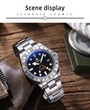 Top Brand Business Stainless Steel Quartz Watches, Luxury Super Luminous 20Bar Diving Wristwatches Best Gift for Men