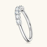 GRA Certified Round Moissanite Diamonds Half Eternity Ladies Rings Real Sterling Silver Wedding Party Fine Jewellery