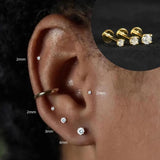 Sterling Silver Six Claws Sparkling Moissanite Diamonds Flat Back Stud Earrings