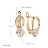 New 14K Rolled Rose Gold Special Inlay Single AAA Zircon Crystal Curve Piercing Earrings, Luxury Jewellery