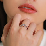 Stunning Horse Eye AAAA Lab Created Diamond Sterling Silver Wide Curved Ring