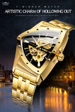 Military Triangle Steel Skeleton Automatic Movement Sports Mechanical Luxury Waterproof Silicone Strap Wristwatches