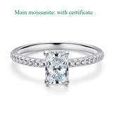 Emerald/Radiant Cut 1-4CT 1-4CT VVS1 D Colour Moissanite Diamond Silver Wedding Ring