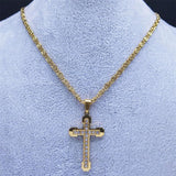 Christian Jesus Cross Religious Necklace - Gold Colour Stainless Steel Religious Pendant Necklaces Chain Jewellery - The Jewellery Supermarket