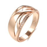 Outstanding 14K Rolled Rose Gold Glossy New Fashion Geometry AAA Zircon Diamonds Ring - Fine Wedding Jewellery