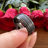 Grooved Stepped Finish 4 Colors 8mm Men Women Tungsten Satin Wedding Rings