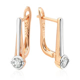 Luxury Slim Design 14 Karat Rolled Gold Mix AAA Zircon Diamonds Earrings