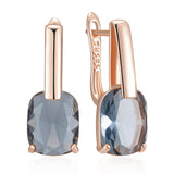 14K Gold Filled Grey or Brown Square Zircon Crsytals Drop Earrings Quality Jewellery