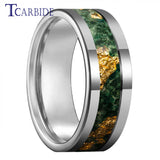 Pipe Cut Polished Finish Groove Inlay Silver Colour Men Women Tungsten Wedding Rings