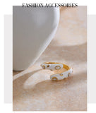 18K Gold Plated Multicolour Enamel AAA Zircon Diamonds Stainless Steel Adjustable Ring