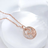 Luxury 14K Filled Rose Gold AAA Zircon Diamonds Circle Design Vintage Crystal Jewellery Necklace