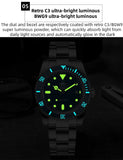 Luxury Luminous Bubble Mirror Glass 20Bar Ceramic Bezel Steel Diver Quartz Watch