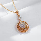 Luxury Filled 14K Rose Gold Full AAA Zircon Diamonds Pendant And Necklace - High Quality Daily Fine Jewellery