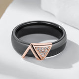 14 Karat Rolled Gold Black Ceramics Shiny Natural AAA Zircon Diamonds Rings For Women