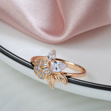 14K Gold Filled Water Drop AAA Zircon Diamonds Luxury New Crystal Flower Women Rings