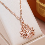 14K Rolled Gold Smooth Elegant Choker Maple Leaf Pendant Fashion Women Pendant Necklace