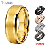 Popular Ring Beveled Polished Brushed 6/8mm Men Women Tungsten Wedding Rings