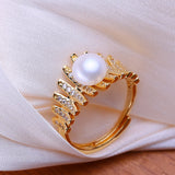 Multi-Tiered Wings Real Pearl AAA Zircon Diamonds 18K Gold Plated Rings