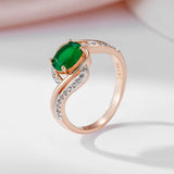 14K Gold Filled Luxury Dark Green AAA Zircon Diamonds Vintage Fine Rings For Women