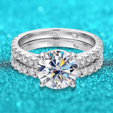 Luxury 18KGP 0.6-4.2CT VVS1 D Colour Moissanite Diamonds 925 Silver Wedding Ring