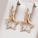 14K Gold Filled Fashion Glossy Paved AAA Zircon Diamonds Star Dangle Earrings For Women