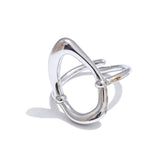 18K Gold Plated Minimalist Stainless Steel Oval Hollow Stylish Chic Open Ring