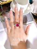 New Fashion Princess Cut Square Rose Red Blue Green Lab Created Sapphire Rings for Women - Fine Jewellery - The Jewellery Supermarket