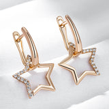 14K Gold Filled Fashion Glossy Paved AAA Zircon Diamonds Star Dangle Earrings For Women