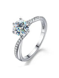 Luxury 1ct VVS1 D Color Twisted Arm Classic 6 Prong Shiny Moissanite Diamond Ring