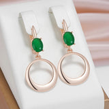 14 Karat Gold Filled Green AAA Zirconia Crystals Round Pendant Long Earrings for Women