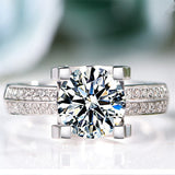 Round Brilliant Solitaire VVS1 1Ct Moissanite Diamond Wedding Rings For Women Sterling Silver Engagement Jewellery