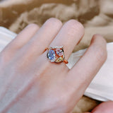 14K Gold Filled Hollow Love Translucent Colored AAA Zircon Crystal Versatile Ring