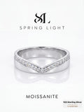 Fashion Round VVS1 D Colour Moissanite Diamond V-shaped Rings Fine Jewellery