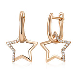 14K Gold Filled Fashion Glossy Paved AAA Zircon Diamonds Star Dangle Earrings For Women