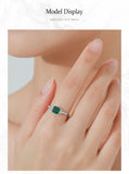 Elegant Green Emerald Cut AAAA Lab Created Diamond S925 Sterling Silver Ring