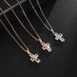 Luxury Delicate Gold Colour Shining AAA Zircon Crystals Cross Pendant Necklace - Religious Amulet Jewellery - The Jewellery Supermarket