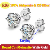 Luxury 0.5-3 Carats Cushion Marquise Oval Moissanite Diamonds Silver Stud Earrings