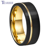 Excellent Offset Grooved Brushed 8MM Tungsten Wedding Rings for Men Women
