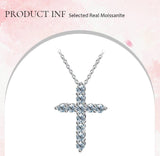 Sparkling Round Cut D Colour Moissanite Diamonds Cross Necklaces - Silver Christian Neck Chain Fine Jewellery - The Jewellery Supermarket