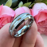New Grooved Brushed Beveled Finish Classic Tungsten Carbide Rings for Men Women