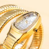 Luxury Ladies Snake Shape Quartz Women's Fashion Watches Creative Quartz Unique Bracelet Elegant Jewellery