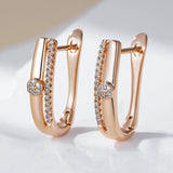 Simple Fashion 14K Rolled Rose Gold White Zircon Diamonds Drop Earrings For Women - High Quality Jewellery