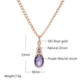 Excellent Shiny 14K Filled Rose Gold AAA Zircon Purple Lilac Crystal Necklace - High Quality Jewellery