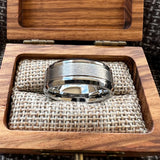 Bevel Edges Satin Finish 8mm Black Tungsten Wedding Rings For Men Women